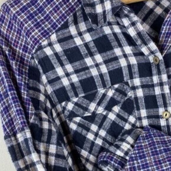 FREE PEOPLE | Catch Up With Me Plaid Shirt in Black Combo Size Small - Picture 5 of 12